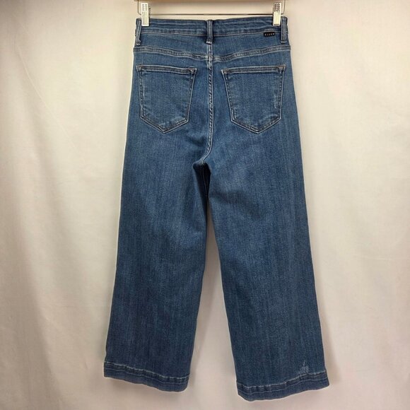 Risen Wide-Leg High-Rise Cropped Jeans Size 7 Medium Wash - Picture 4 of 13